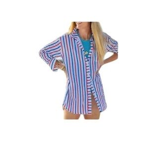 Addison Bay Women's XS Striped Preppy Dress Cover-Up Multicolor Summer